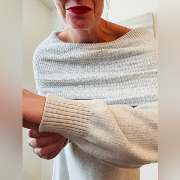 FREE PEOPLE Ottoman Slouchy Tunic Sweater Gray Ice Large - Picture 5 of 13